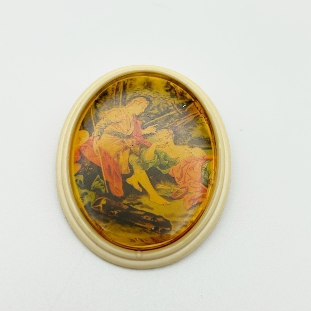 Vintage Baroque Renaissance Romantic Lovers Oval Brooch Unique Rare Quality - Picture 2 of 6